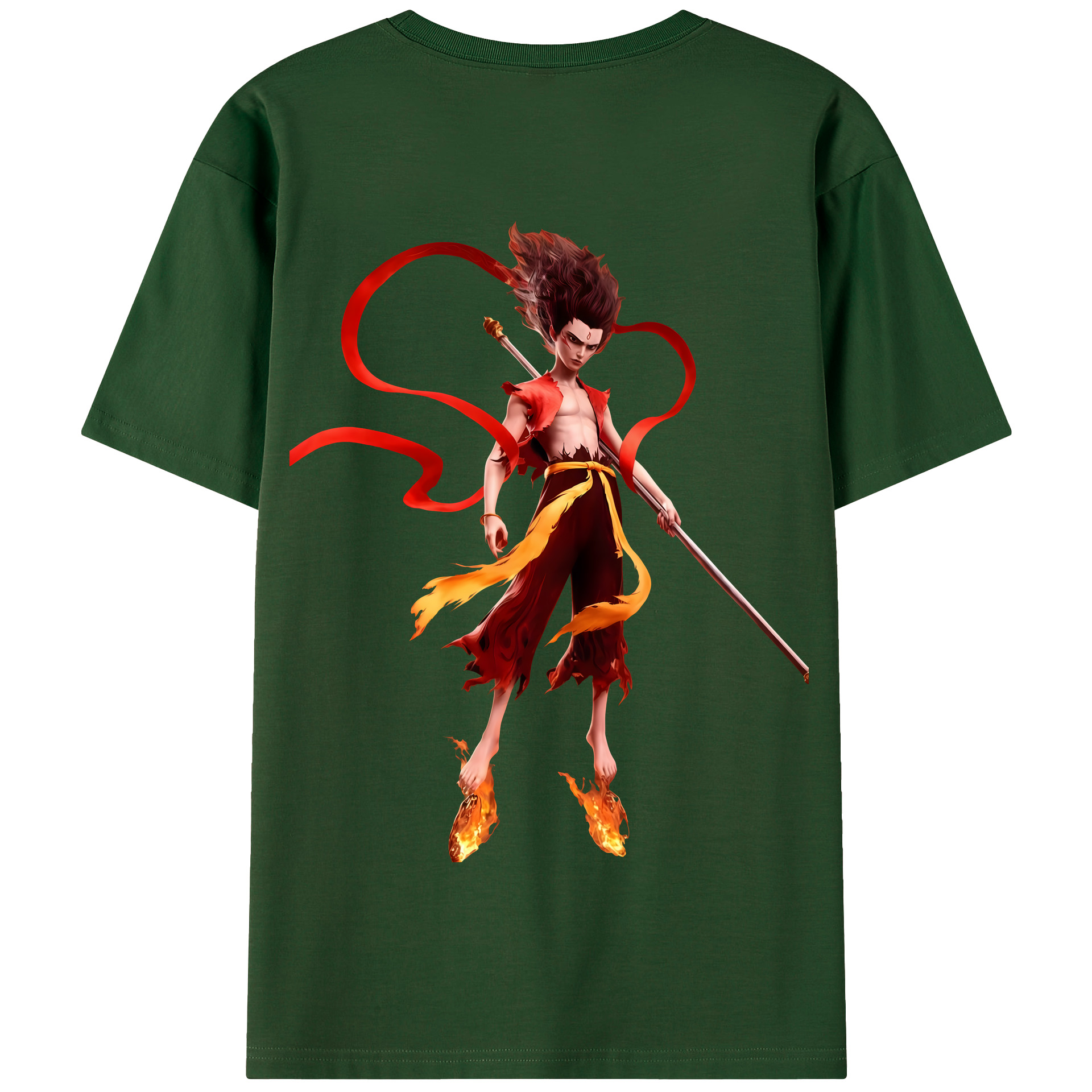 （画像用） Ne Zha 2 ナタ 魔童の大暴れ 綿100％半袖Tシャツ（背面プリント）